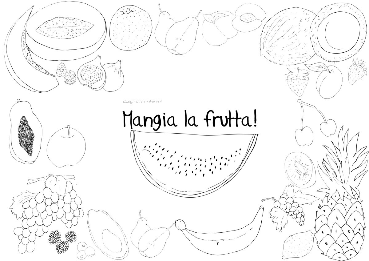 disegno da colorare bambini per mangiare la frutta
