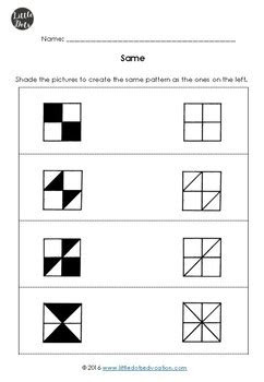  kindergarten math same and different worksheets by little dots