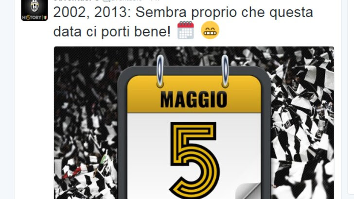 Juventus, un tweet per festeggiare il 5 maggio - Tuttosport