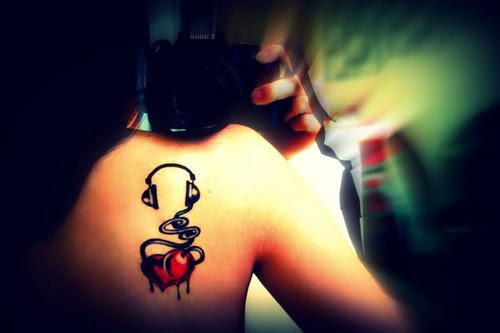 heart headphones tattoo heart headphones tattoo