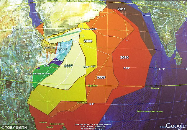 How the pirates' area of operations has expanded over the past few years