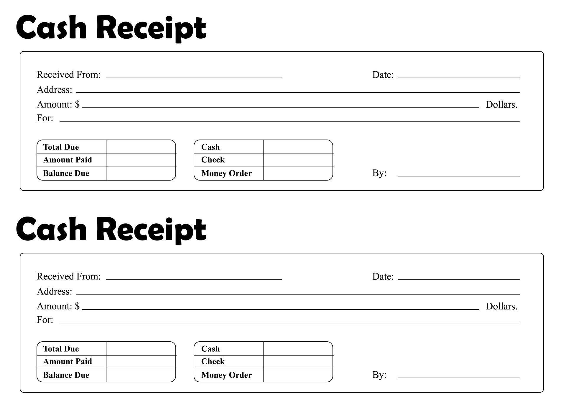 8 best images of printable blank receipt form template