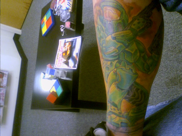  who's been working on a Halo 2 sleeve tattoo on his right 