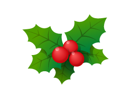 フリー素材 クリスマスのデザインのワンポイントに使えるヒイラギの葉と実のアイコン