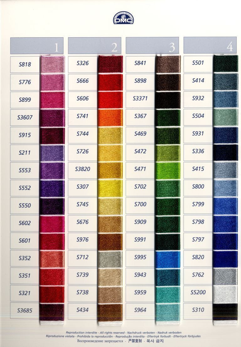 DMC SATIN FLOSS, 100% RAYON, 8m SKEIN 6 STRAND EMBROIDERY ...