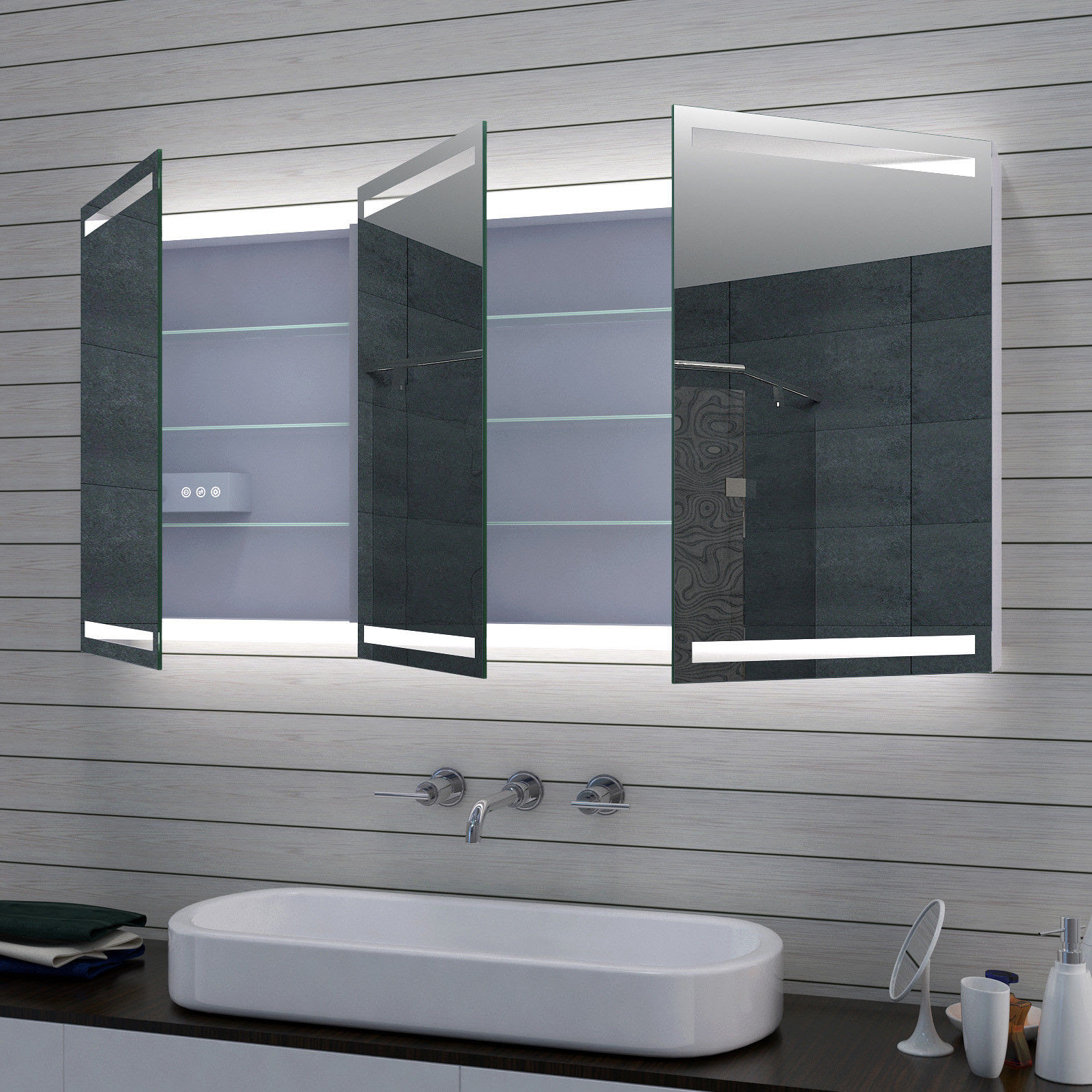 Spiegelschrank Bad Mit Led 140x70 Cm Kalt Warm Spiegel Bad Schrank