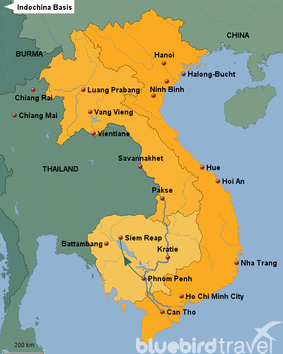 Indochina Basis von BLUEBIRD-TRAVEL - Landkarte für Asien