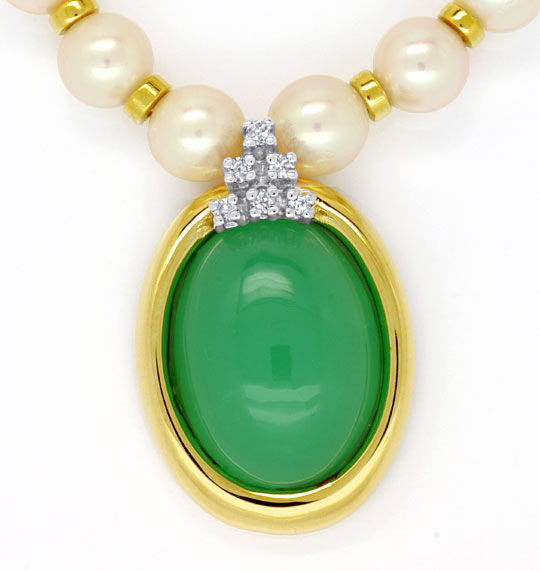 Originalfoto DIAMANTKOLLIER 13ct CHRYSOPRAS ROSA-AKOYA-PERLEN 4.000€