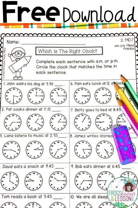 a free printable worksheet for telling time