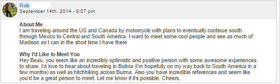 couchsurfing example request to Unlimited Horizons  Robbbb's CouchSurfing.org Guide