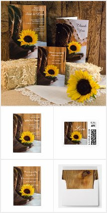 Country Sunflower Wedding Stationery Products