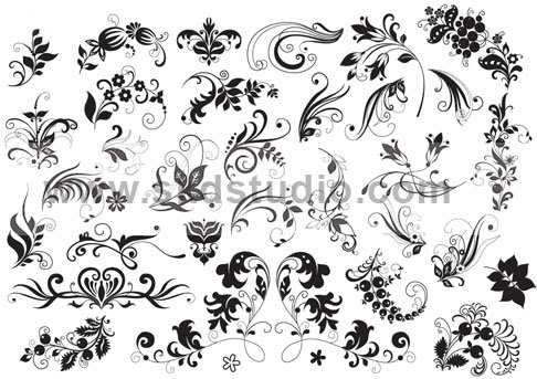 Ornamental floral design elements