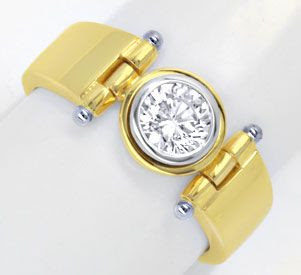 Originalfoto DIAMANT-DESIGNER-RING 0,59 F VS1 18K BICOLOR LUXUS! NEU