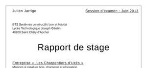 exemple de rapport de stage bts