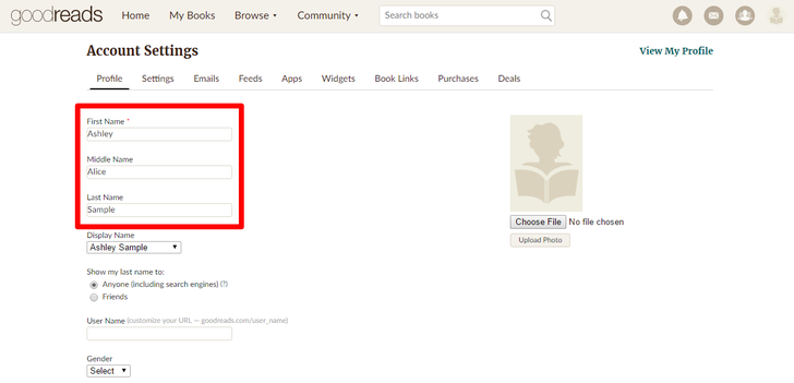 Manage Your Public Profile Information on Goodreads Part 2 Step 1.png