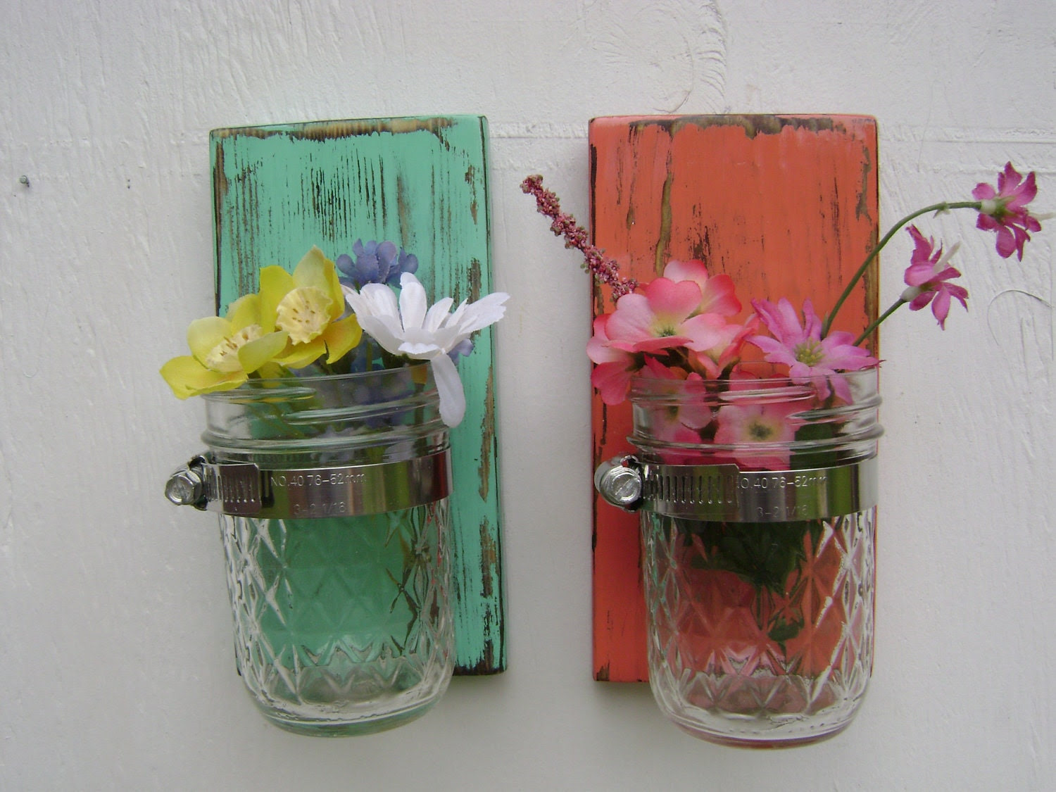 primitive wall sconce mason jar wall vase by UncleJohnsCabin