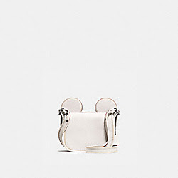 PATRICIA SADDLE IN GLOVE CALF LEATHER WITH MICKEY EARS - COACH f59369 - BLACK ANTIQUE NICKEL/CHALK