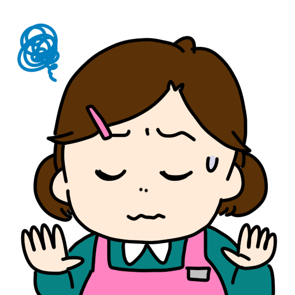 困った顔の介護士のイラスト かわいいフリー素材が無料のイラストレイン