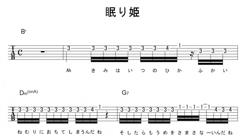 眠り姫 サビ Sekai No Owari ギターtab譜 ﾒﾛﾃﾞｨ ｺｰﾄﾞ ギターワサビトscore