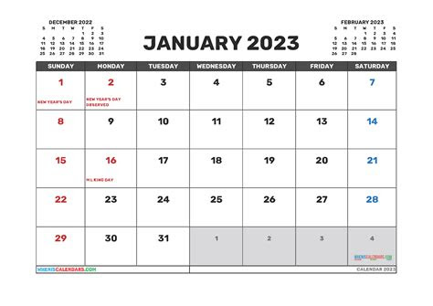 Print a calendar for january 2023 quickly and easily. printable january 2023 calendar free 12 templates