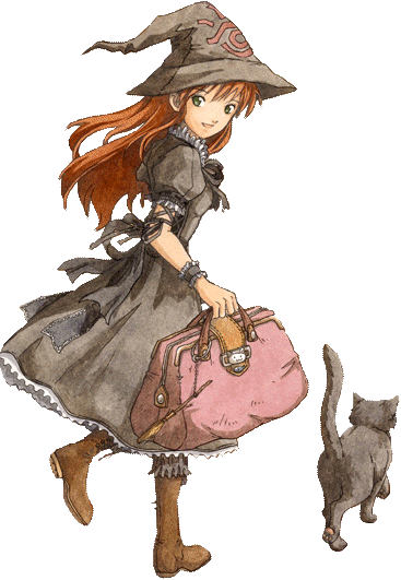 Sorcière Avec Une Valise Et Son Chat