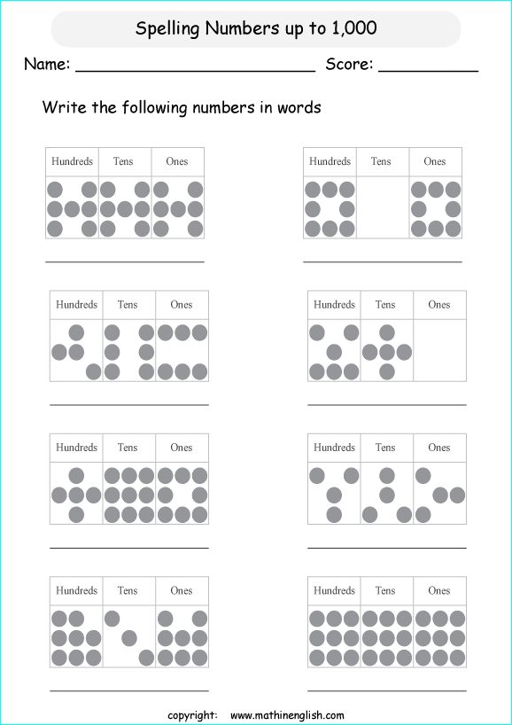 count the hundreds tens and ones and write the number