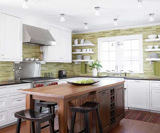 hospitality kitchen, light-green kitchen, pistachio kitchen