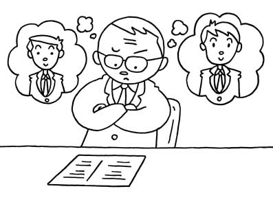 無料ビジネス向けイラスト 人事考課 人事査定 人選 昇進昇格人事 人事部長 人事課長 人事部