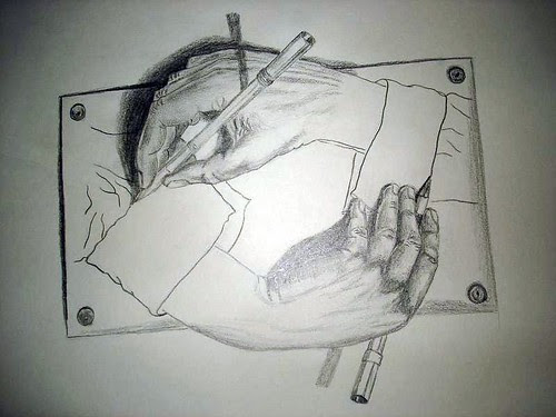 Mi version de "Hands drawing hands" de M.C. Escher