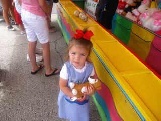 Ava waiting for Daddy to when her a big bear