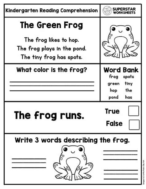  kindergarten reading comprehension worksheets superstar 52 off