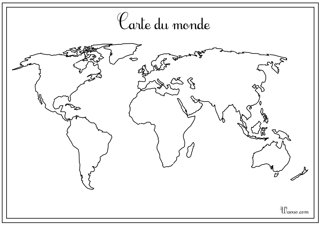 Carte du monde vierge à imprimer