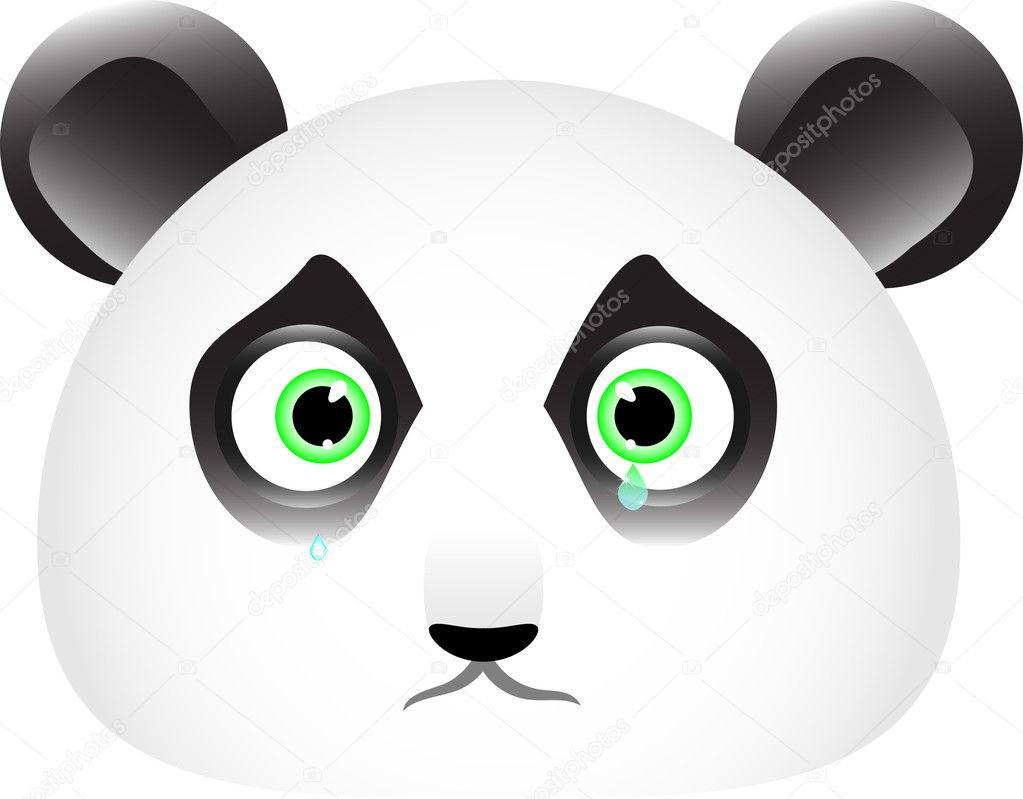 Sad panda face with tears in