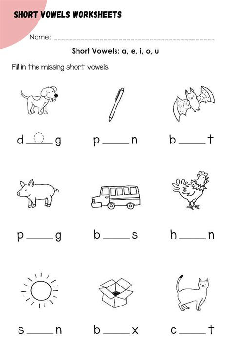  free printable missing vowel worksheets for kindergarten 2020vwcom
