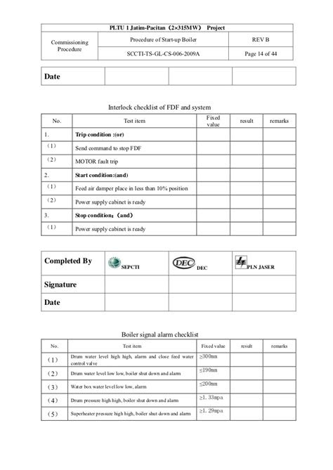 Steam Boiler: Steam Boiler Inspection Checklist
