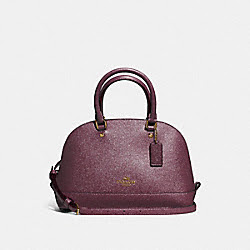 MINI SIERRA SATCHEL IN GLITTER CROSSGRAIN LEATHER - COACH f11927 - LIGHT GOLD/OXBLOOD 1
