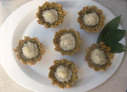 Cestini di lenticchie e purè di topinambour allo zenzero
