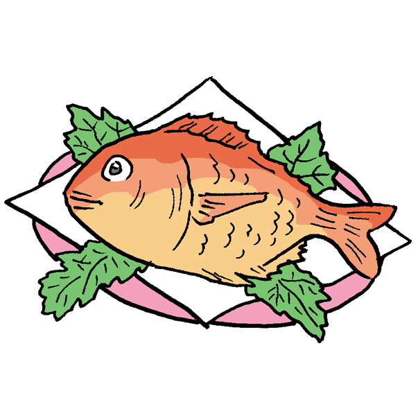 鯛の尾頭付きのイラスト かわいいフリー素材が無料のイラストレイン
