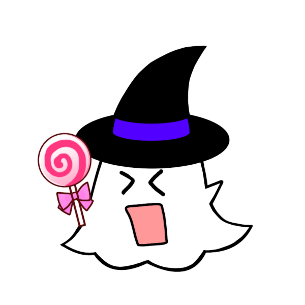 キャンディーを持ったハロウィンのおばけのイラスト かわいいフリー素材が無料のイラストレイン