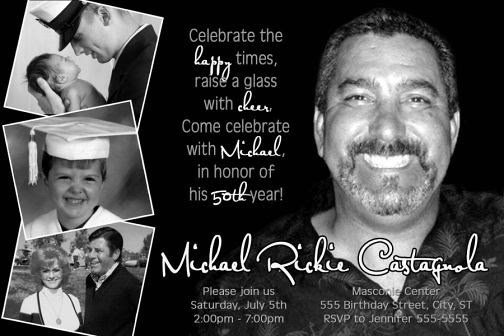 black and white 50th. Classic Black & White 50th Birthday Invitation 40th 60th 70th 80th