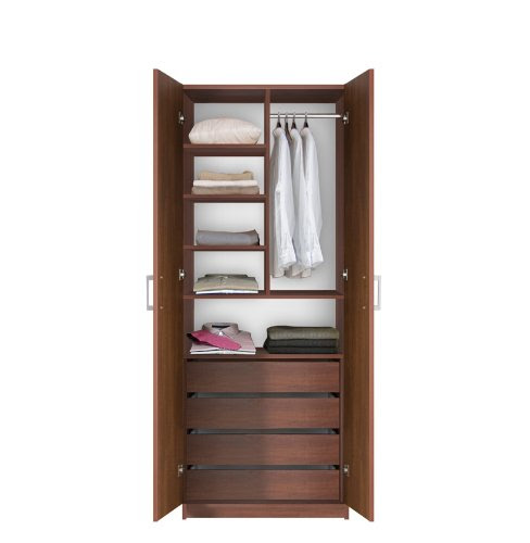 Bella Wardrobe Closet - 4 Interior Drawers, Double Doors
