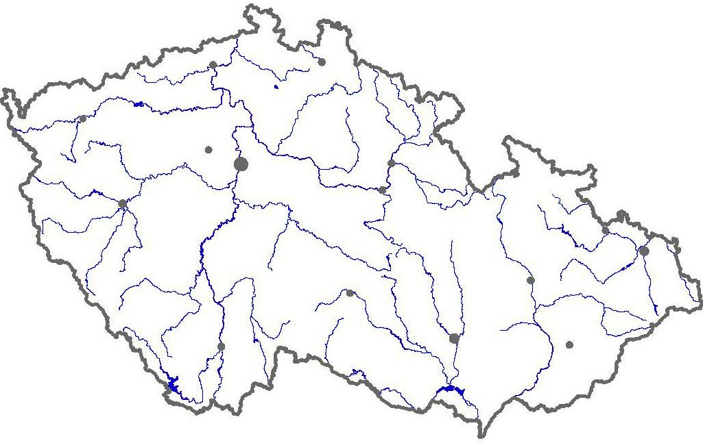 slepá mapa vodstvo Slepá mapa vodstva ČR 4 slepá mapa vodstvo