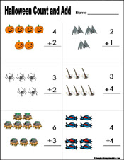 Preschool and Kindergarten Halloween Math Worksheets