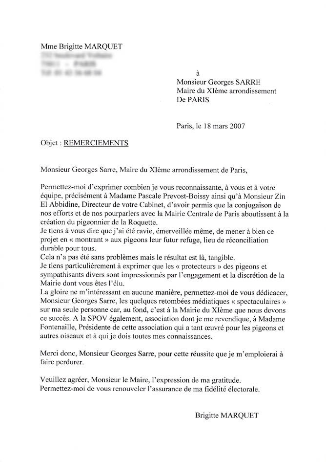 Recherches associees a lettre de remerciement entretien objet