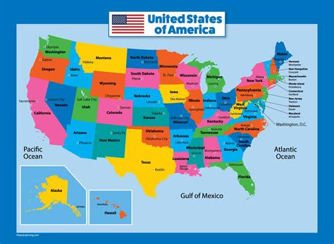 usa map  kids laminated united states wall chart map