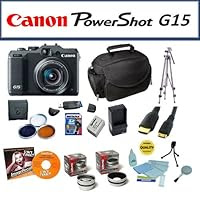 Master Accessory Kit Package For The Canon Powershot G15 Featuring Canon Powershot G15 Digital Camera, Opteka Microfiber Deluxe Photo/Video Camera Bag, 8Gb High Speed Memory Card, Extra Battery Pack + 1 Hour AC/DC Battery Charger + More