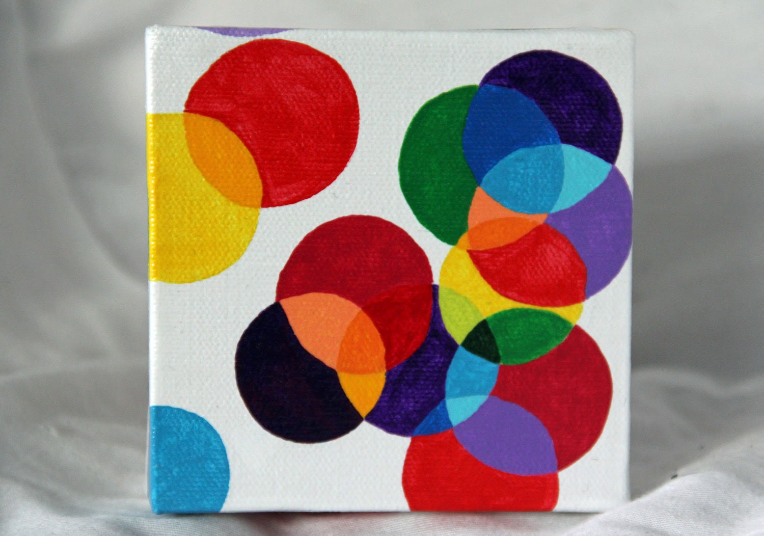 Color Bubbles Balloons Art Painting - "Color Pop" - acrylic on canvas - multicolor, red, yellow, blue, white - child, nursery, home dÃ©cor - GladToBeHere