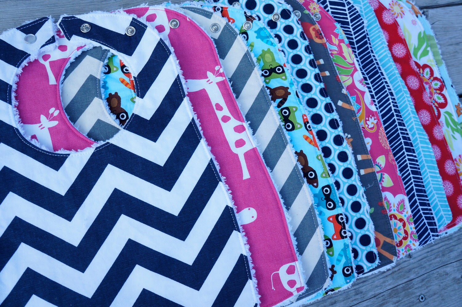 Baby Bibs - Set of 6 - Baby Boy or Baby Girl - Design Your Own - With Super Absorbent Chenille Backing - Your Choice of Designer Fabrics