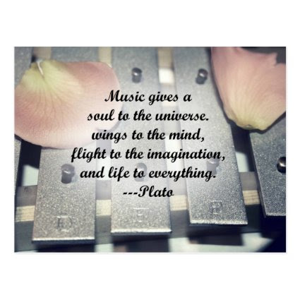 Music gives soul bells rose design post cards
