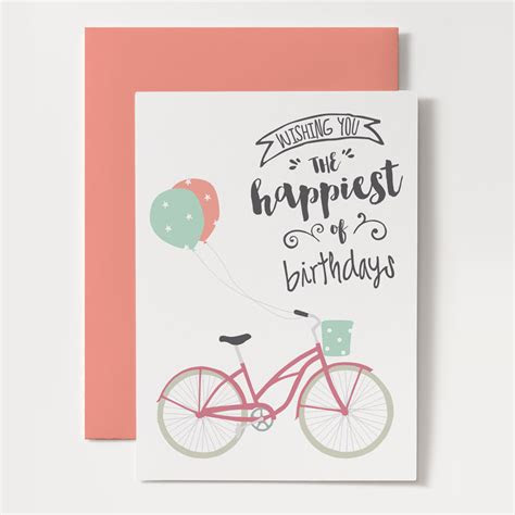 Create your own printable & online birthday cards with photos using our card maker. printable birthday card bicycle with balloons